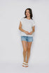 Daisy-Textured Rib Roll Cuff Tee
